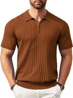 Brown Old-Money Zipper Polo-Shirt