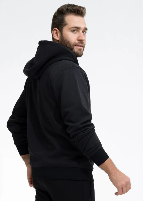 BLACK HIGH-FLEECE ZIP HOODIE