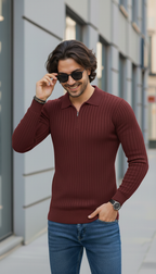 Maroon Zipper Full Sleeve Old Money