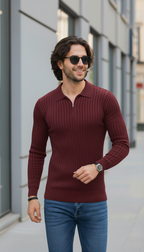 Maroon Zipper Full Sleeve Old Money