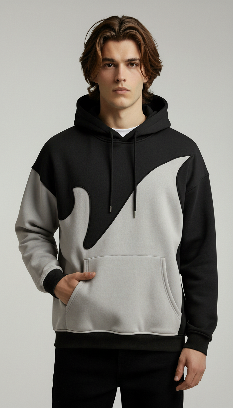 Charcoal & Black Flame Hoodie